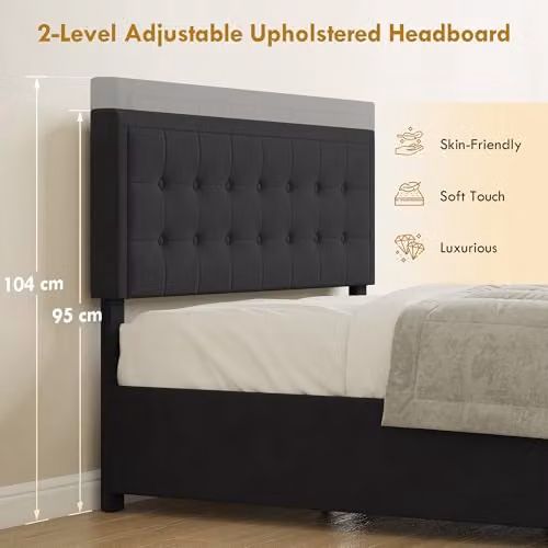 HOMCOM Black Velvet Upholstered Double Ottoman Bed with Lift-Up Storage Base, W: 140 cm, D: 190 cm, H: 95 cm – 2