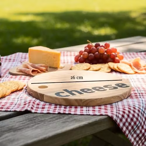Premier Housewares Round Wooden Cheese and Wine Board Gift Set, Brown – 2