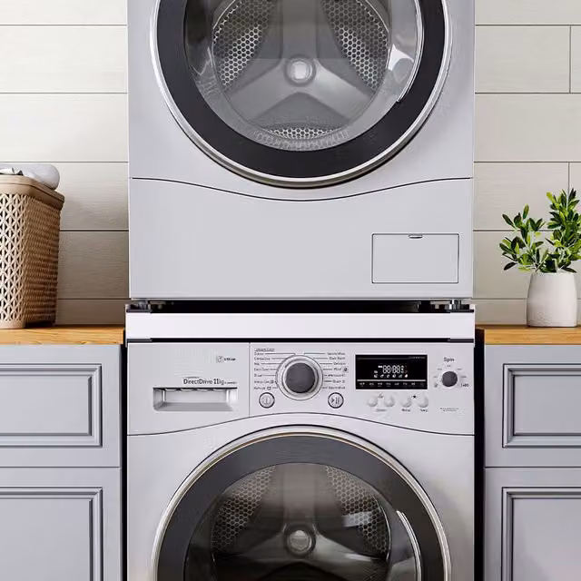 Livingandhome Anti-slip Metal Washing Machine and Tumble Dryer Base Stand in White