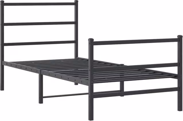 Berkfield Home Metal Bed Frame with Footboard in Black, W/D/H: 90 x 190 x 95 cm – 1