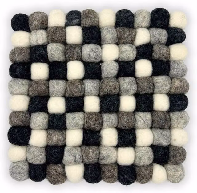 Four Candle Grey Felt Ball Square Placemat