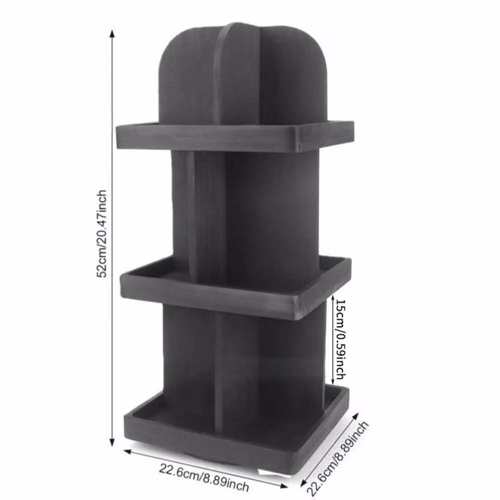 KORVIXA Rotating Wooden Trading Card Display Tower in Black, W/D/H: 100 x 100 x 52 cm – 2