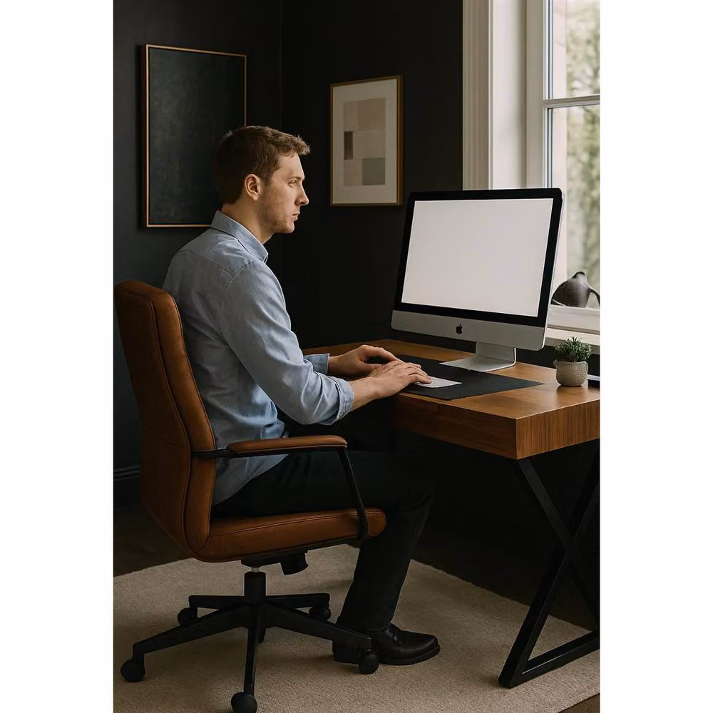 Centurion Supports ADONIS Ergonomic Home Office Computer Desk in Gloss Walnut and Black – 6