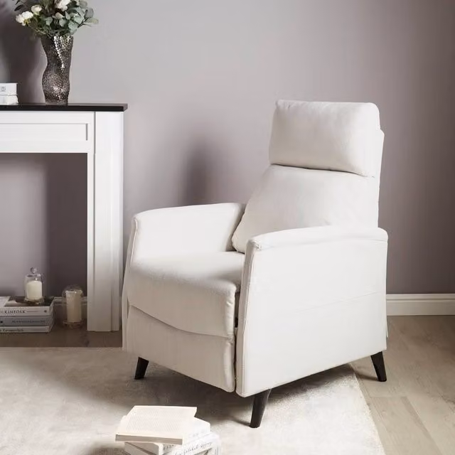 Wyld and Coco Manual Recliner Armchair in White Fabric