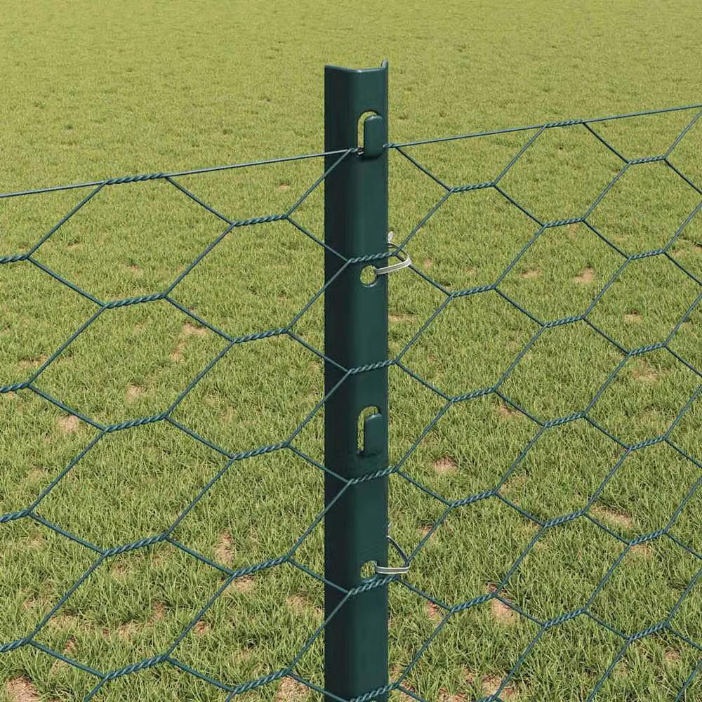 vidaXL Green Metal Garden Fence Set – 3