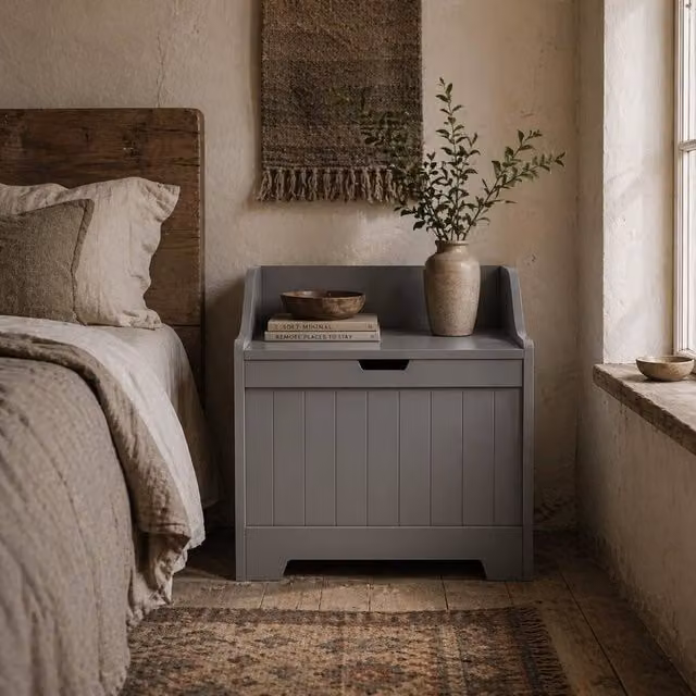 Wyld Haus Ralofa Grey MDF Storage Chest with Soft Close Lid, W/D/H: 56.5 x 38.0 x 56.0 cm