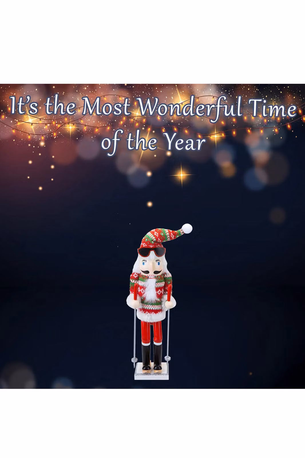 VFM e-Store Nutcracker Skier Wooden Christmas Decoration in Red and Multicolour, W/D/H: 41.4 x 12.1 x 10.6 cm – 2