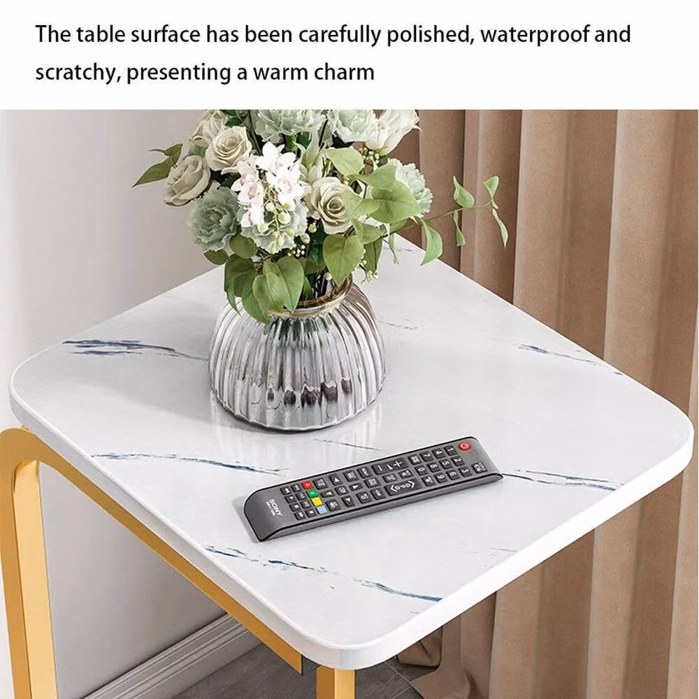 EONLION Narrow White Glossy End Side Table with Storage and Castors – 4