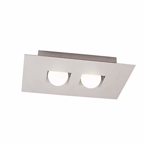 Netlighting Inspired Mantra Fusion Cocoon Rectangular Flush Ceiling Light with 2 G9 Bulbs in Silver and Frosted White Glass – 1