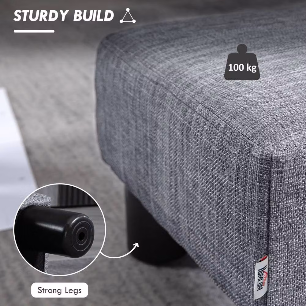 Wyld Haus Nekael Grey Linen Look Rectangular Compact Footstool – 5