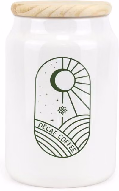 Purely Home Boho Minimalism Ceramic Decaf Coffee Storage Canister - White