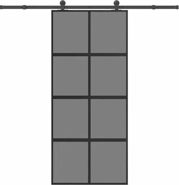Berkfield Home Modern Sliding Door with Hardware Set, Black Aluminium and Transparent Tempered Glass, W: 90 cm, H: 205 cm – 1