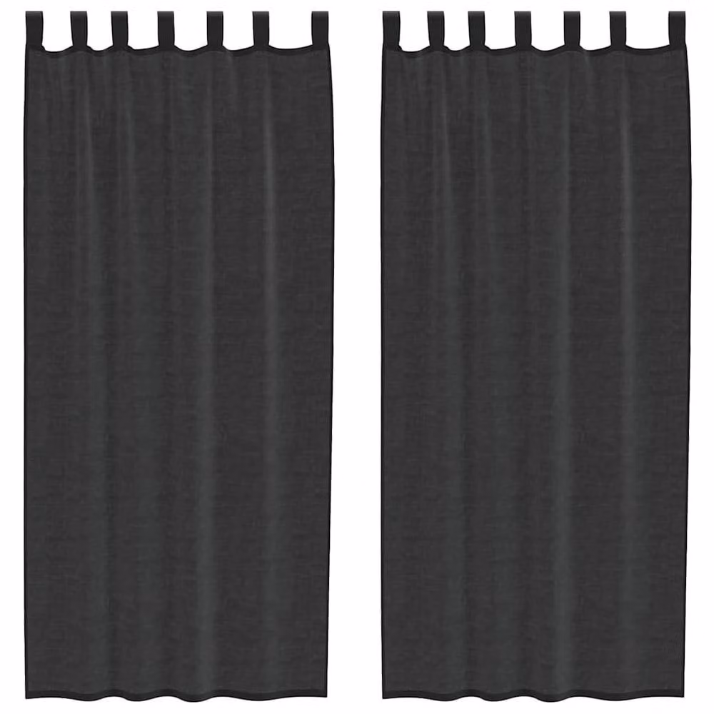Berkfield Home Black Voile Tab Top Curtains, 2 Pack, W: 140 cm, H: 245 cm – 3
