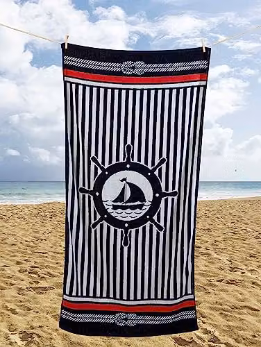 Rapport Home Ultra Absorbent Nautical Adult Beach Towel, Multicolour, W: 160 cm, H: 85 cm