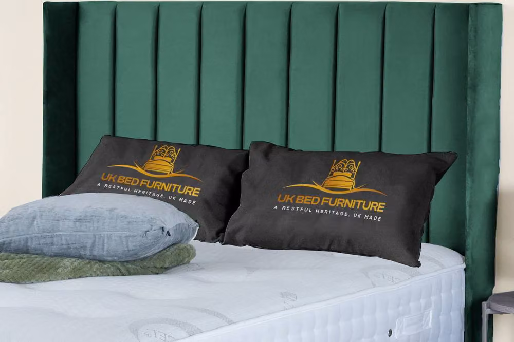 UK Bed Furniture Victoria End Lift Divan Ottoman Bed with 54 Inch Headboard in Green Velvet Fabric, W/D: 140 x 200 cm – 2