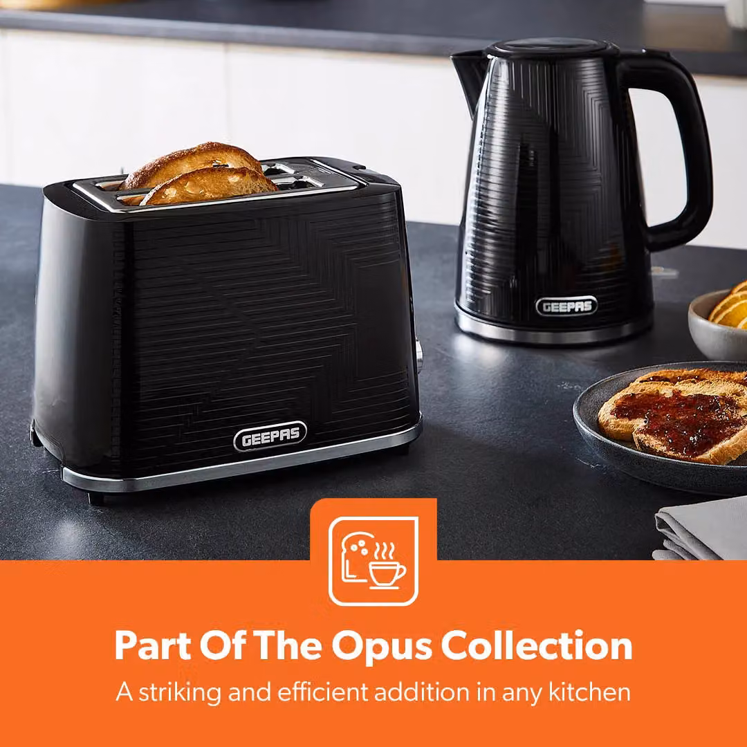 Geepas Opus Collection 2 Slice Bread Toaster with 7 Level Browning Control and Crumb Tray, Black – 5