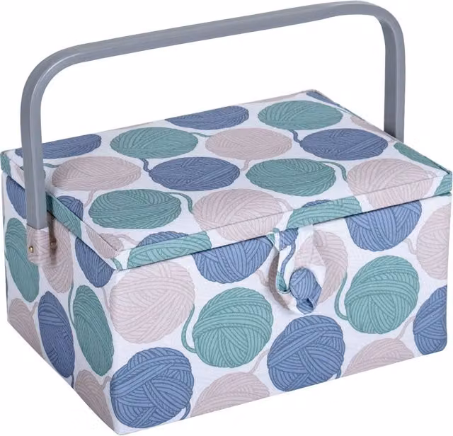 Hobby Gift Medium Sewing Companion Storage Box with Lid and Handles in Green, White and Multicolour