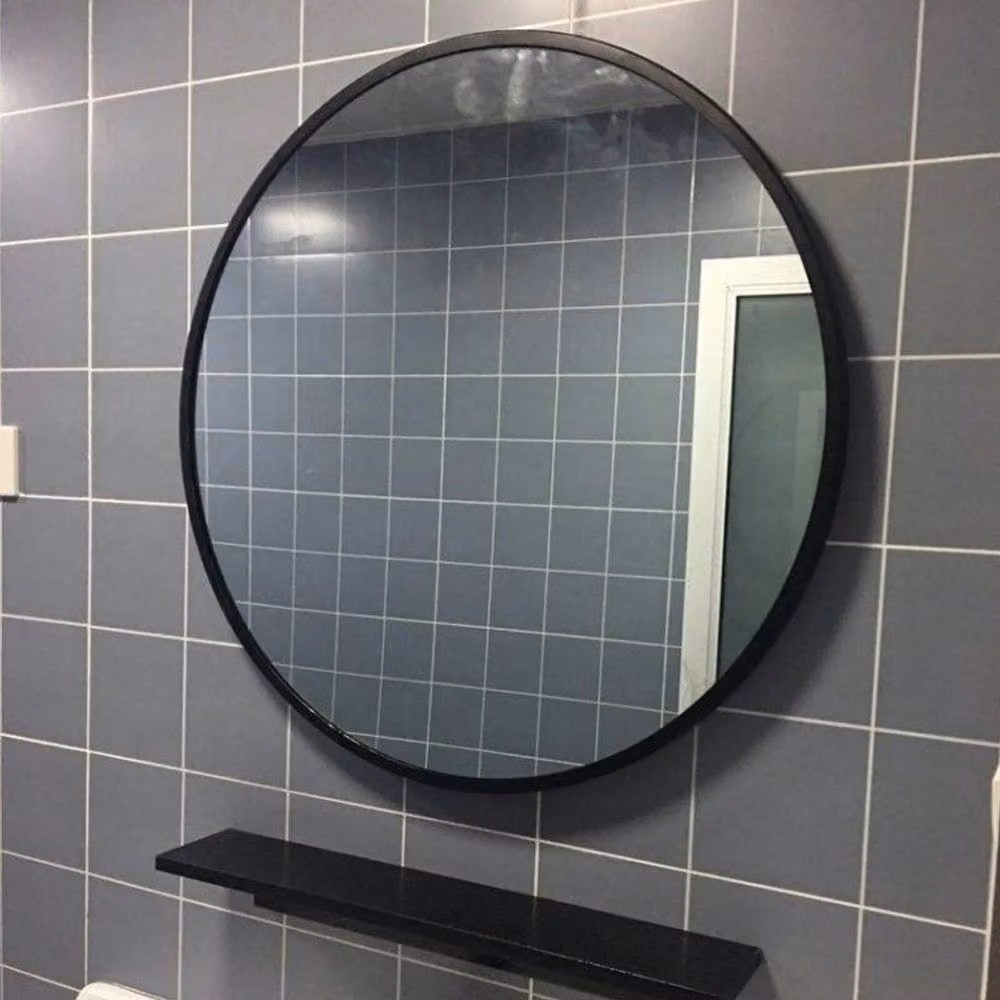 PAWNORA Modern Round Wall Mounted Mirror in Black, Diameter: 60 cm – 3