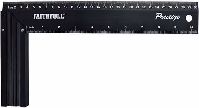 Faithfull Prestige Try Square in Black Aluminium and Multicolour