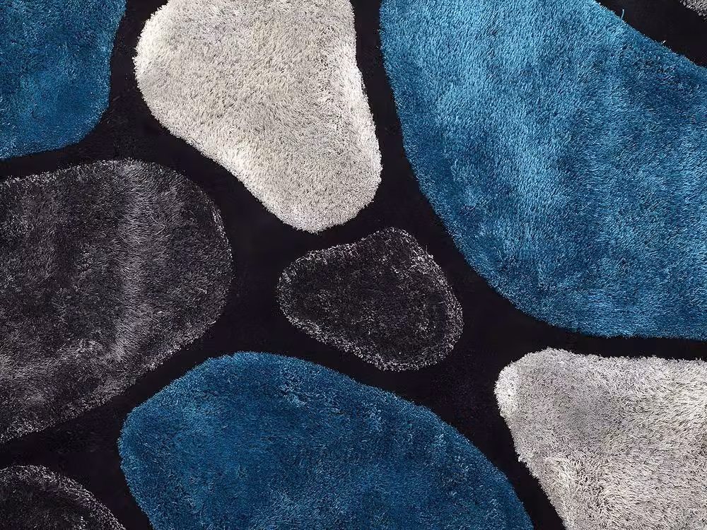 Vente-unique PIETRA Turquoise and Grey Shaggy Rug, W: 140 cm, L: 200 cm – 4