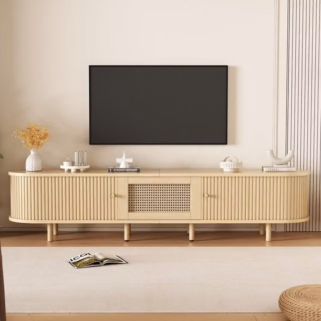 Tokpiedi Retro Striped Freestanding Cabinet in Brown, Gold and Beige, W/D/H: 180 x 40 x 40 cm