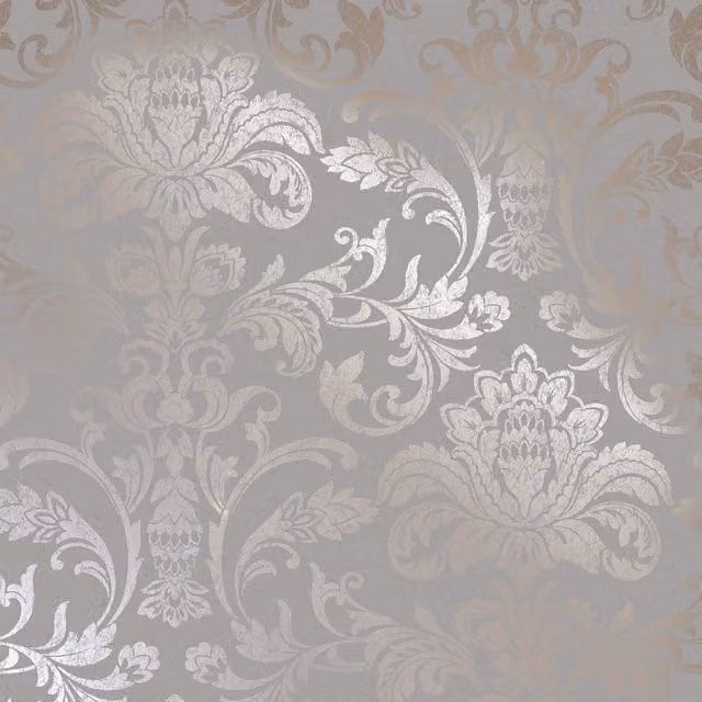 Holden Decor Abstract Floral Damask Wallpaper in Gold and Grey