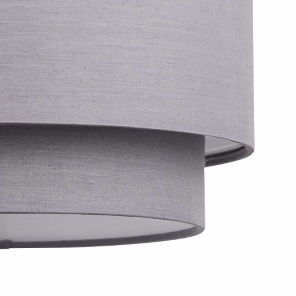 First Choice Lighting Modern 2 Tier Fabric Cylinder Ceiling Lamp Shade in Grey, W: 25.0 cm, H: 16.5 cm – 2
