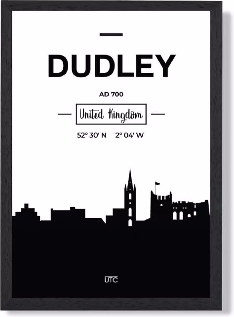 ARTZE Dudley Black and White City Skyline Framed Print in Black Frame