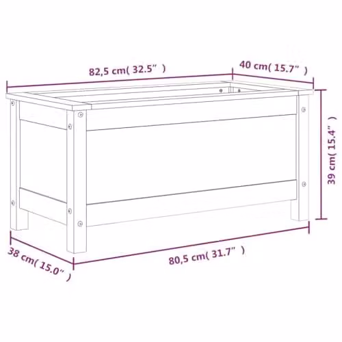 vidaXL Garden Planter Tub in Brown Solid Wood, W: 82.5 cm, D: 40 cm, H: 39 cm – 3