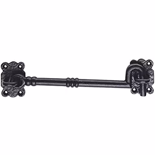 Loops Ornate Cabin Hook and Eye in Black Antique Hammered, 20.3 cm Arm Cabinet Lock – 1