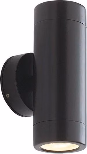 Netlighting Odyssey Outdoor Up and Down Wall Light, Satin Black and Transparent Glass, 7W, IP65, 2 x GU10 Dimmable
