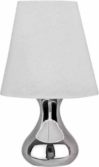 Orsina Chrome Table Lamp with White Fabric Tapered Shade for Bedroom and Living Room, H 36 cm x W 22 cm x D 22 cm