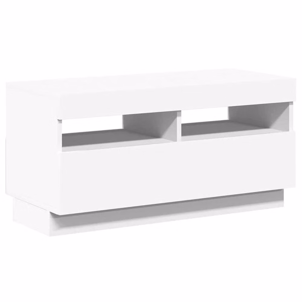 Berkfield Home Modern Glossy White TV Cabinet with LED Lights W/D/H: 80 x 35 x 40 cm – 2