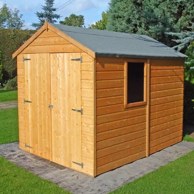 Shires Warwick Brown Tongue and Groove Garden Shed Workshop with Double Doors