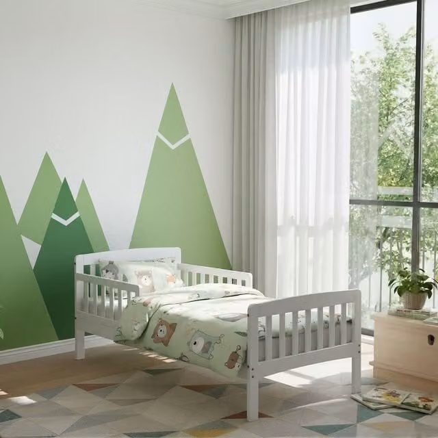 Kidsaw Jinsen Toddler Bed in White Solid Wood
