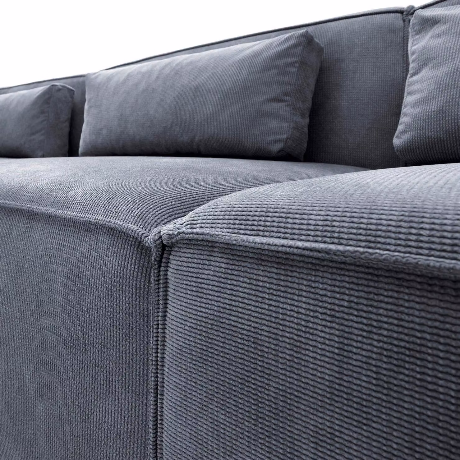 Abakus Direct Doris 4 Seater Sofa in Dark Grey Cord Fabric, W/D/H: 282 x 94 x 73 cm – 3