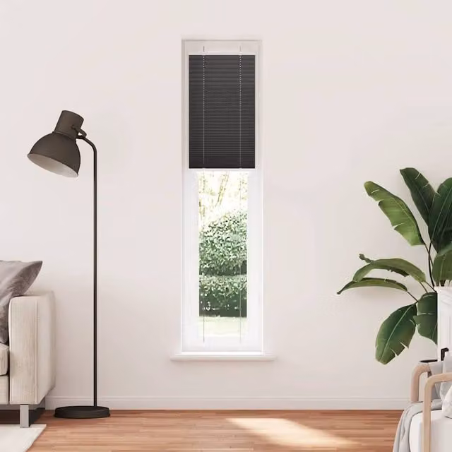 Berkfield Home Single Pleat Black Polyester Semi-Transparent Blind, W: 40 cm, H: 200 cm – 1