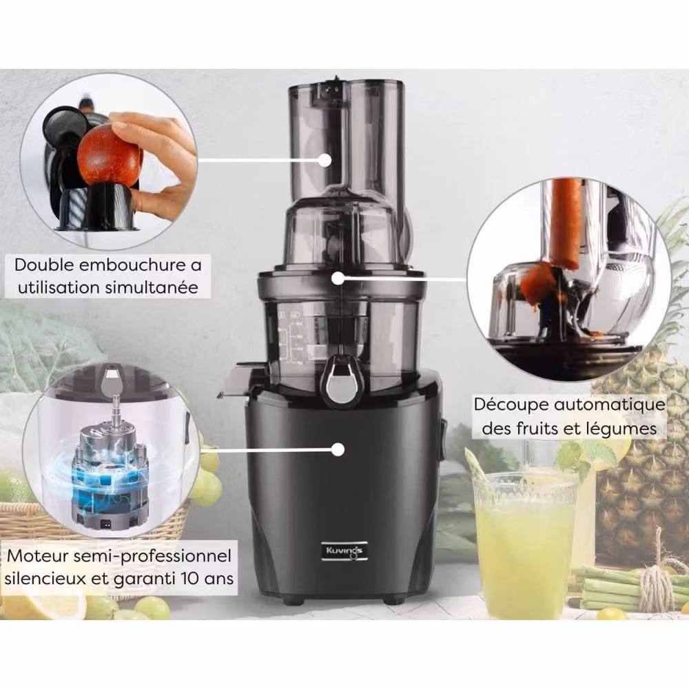 NESTLUNE Slow Masticating Juicer with Separate Pulp Fruit and Vegetable Extractor, Black – 4