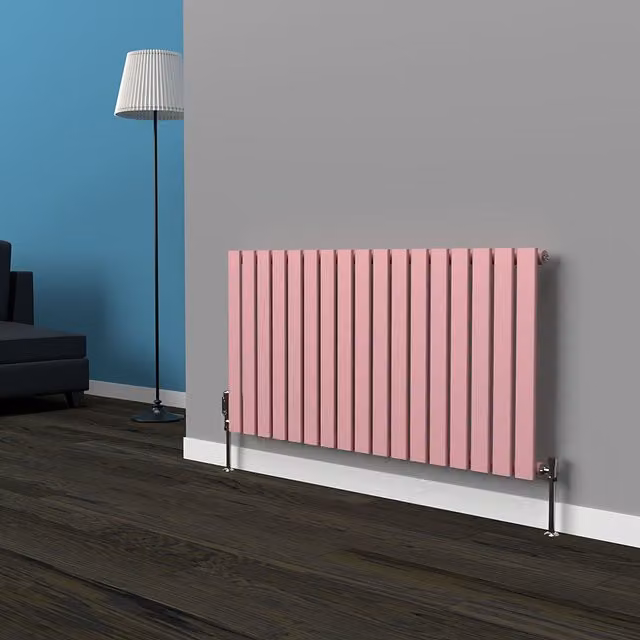 Lux Heat Flat Horizontal Single Coloured Radiator in Pink, W: 119 cm, H: 60 cm