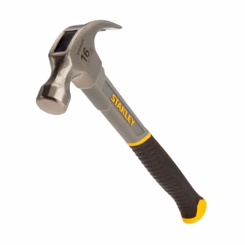 Stanley Curved Claw Hammer with Fibreglass Shaft, 570g, Silver – 1