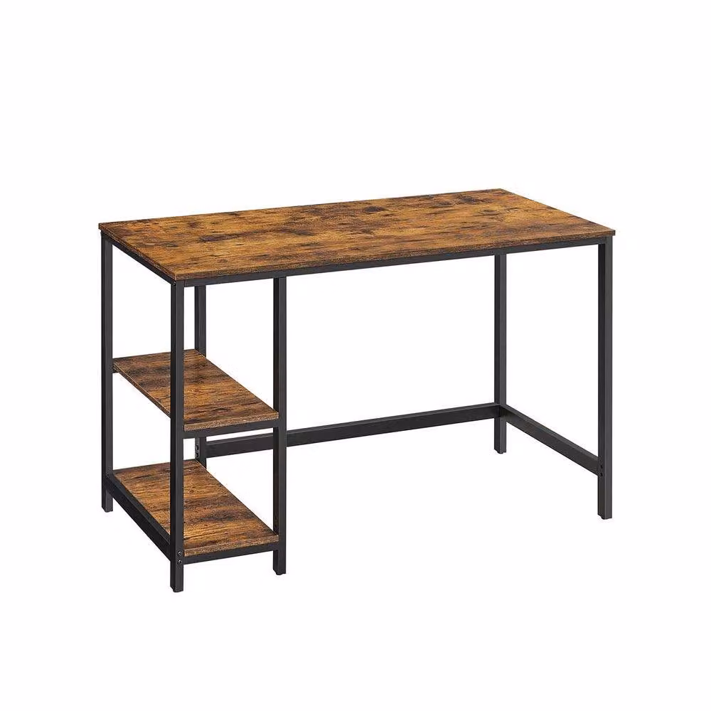 Pirlo Plush Industrial Rustic Computer Desk with Adjustable Shelves, Brown – 4