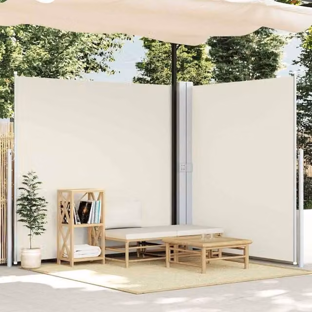 Berkfield Home Double Side Retractable Patio Awning in Beige, W/D/H: 600 x 170 x 170 cm