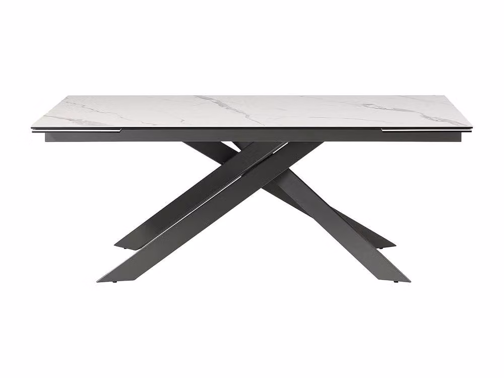 Vente-unique Modern Extendable Rectangular Dining Table for 8 to 12 Adults in Grey Ceramic and Glass – 2