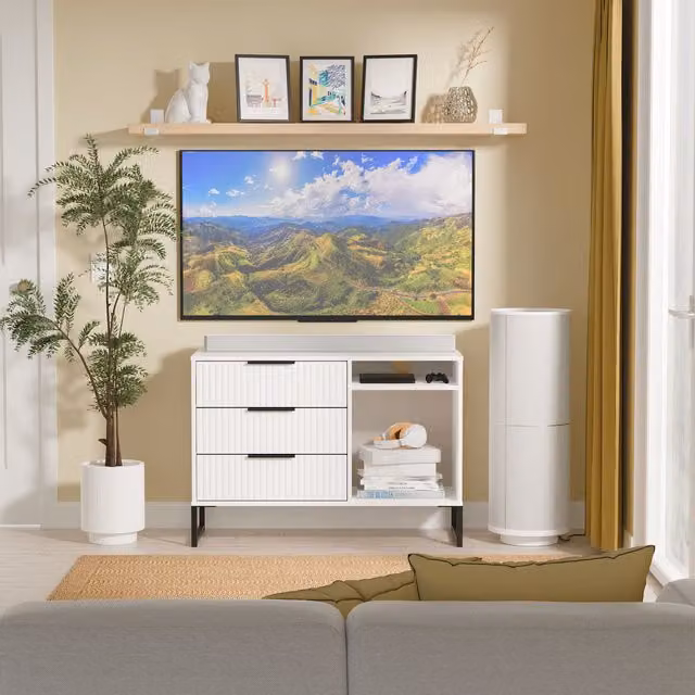 Ready Assembled 2 U Menai 3 Drawer TV Unit in White – 1