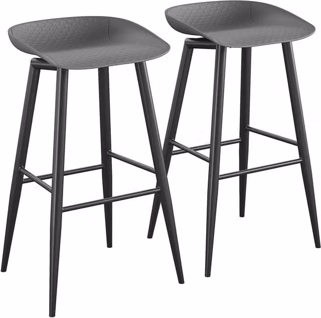Novogratz Modern Anthracite Grey Garden Bar Stools, 2 Pack