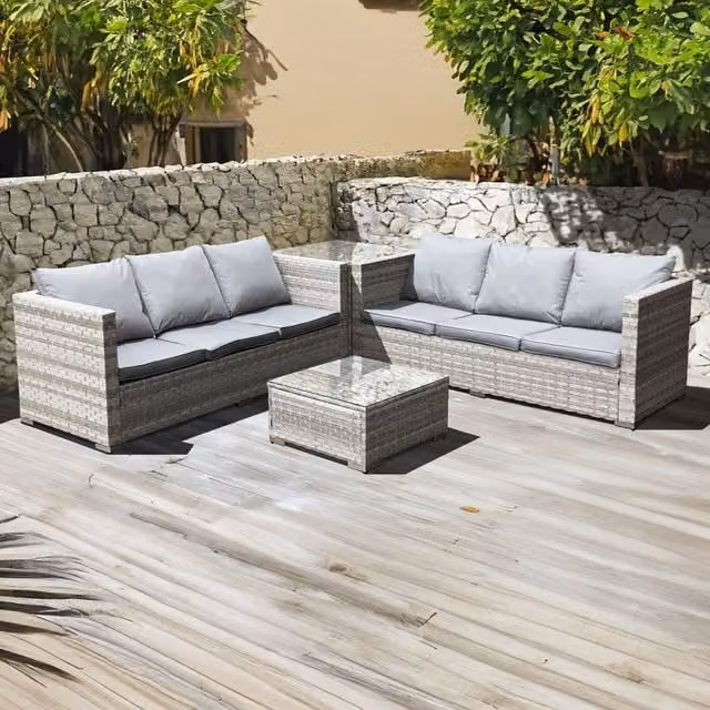 Oseasons Malta 6 Seat Rattan Corner Set in Dove Grey