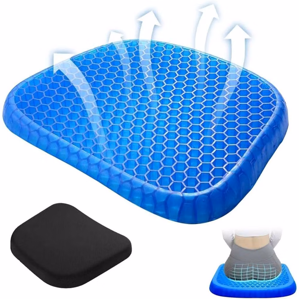 NESTLUNE Double Thick Honeycomb Gel Seat Cushion, Blue, W: 100 cm x D: 190 cm – 3