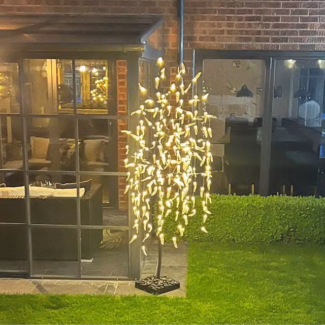 5ft Solar LED Weeping Willow Tree with Warm White Light and Dusk Sensor