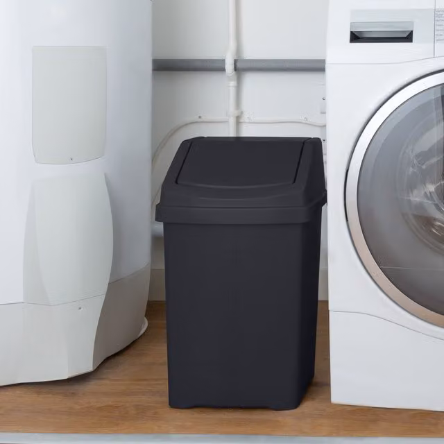 Wham Casa 25L Plastic Swing Bin in Midnight Black – 2