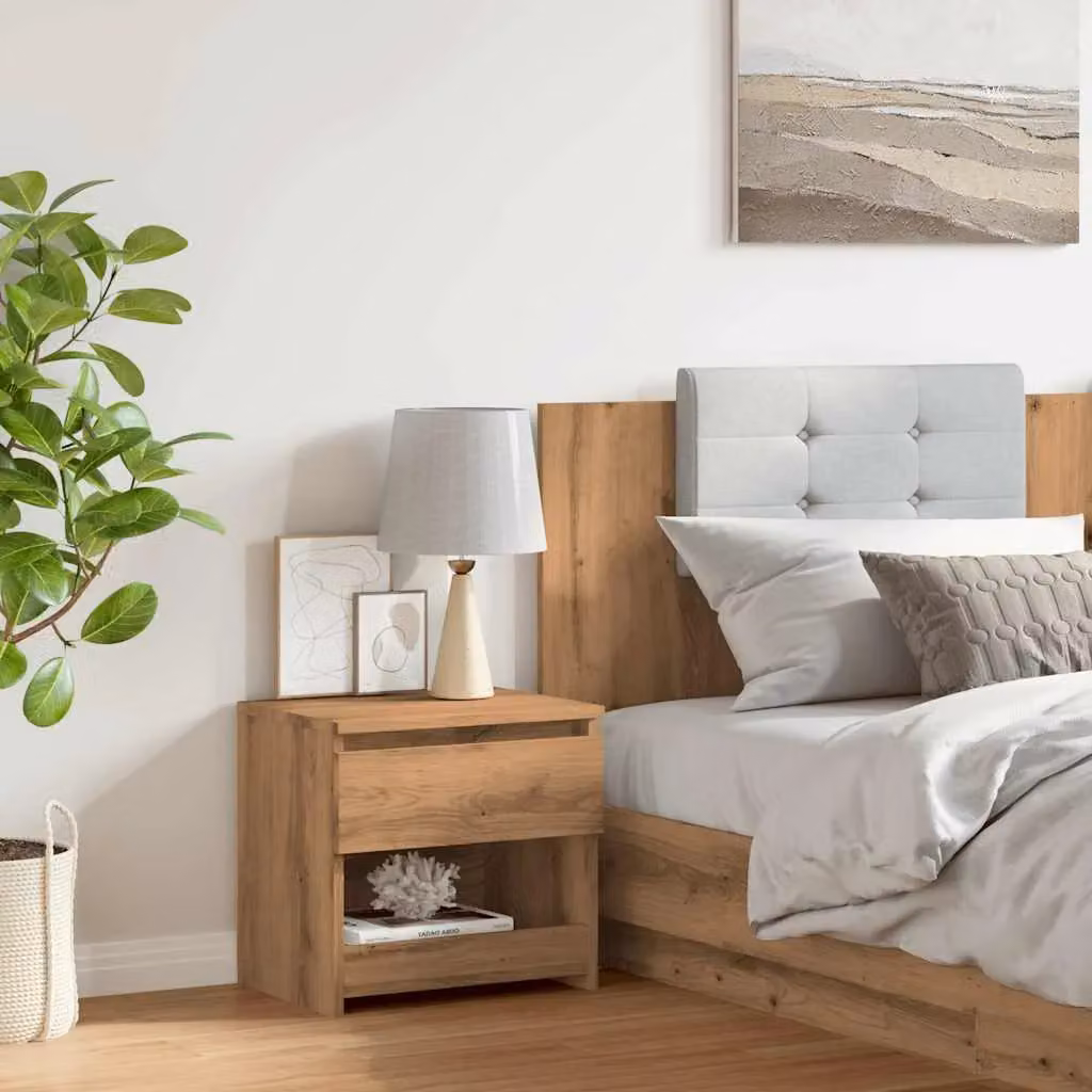 Berkfield Home Artisan Oak Bedside Cabinet in Brown, W/D/H: 40 x 30 x 39 cm – 3